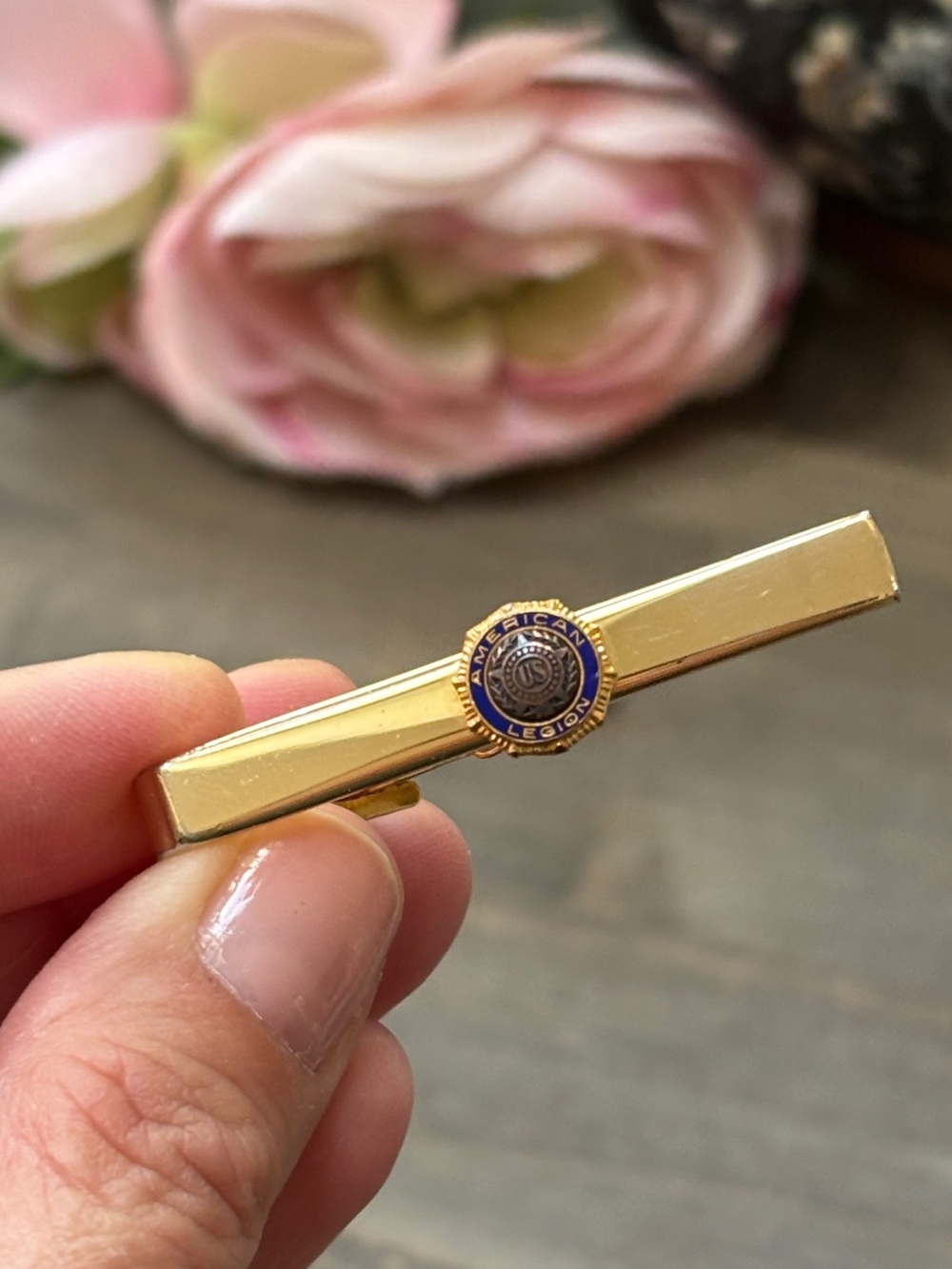 Vintage American Legion Gold Tie Clip, USA Foster